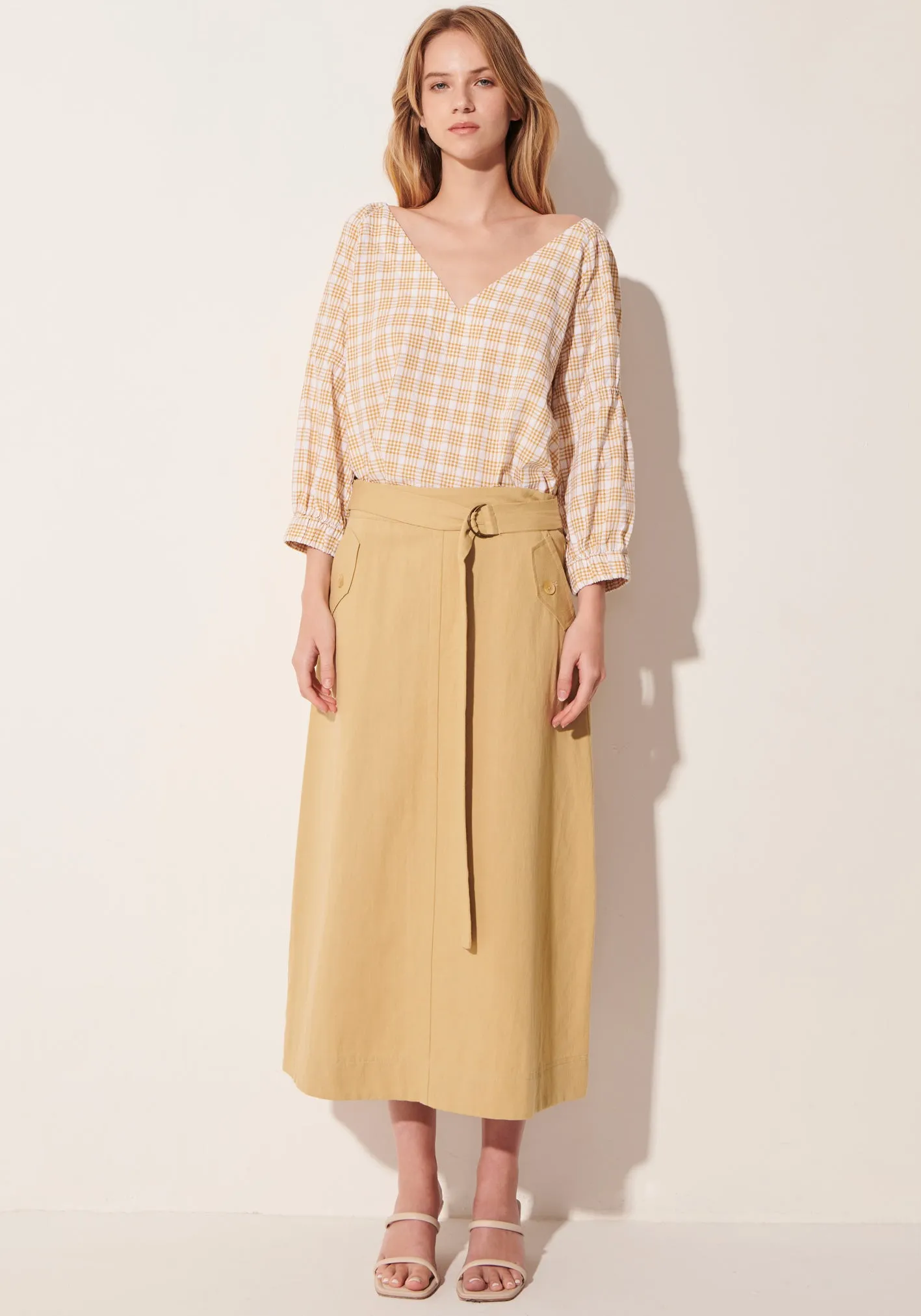 POL Clothing Sale | Plaza V-neck Top | Gold/White